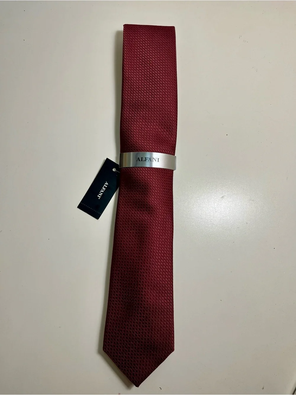 Alfani Men's Deep Red Burgundy Textured Tie